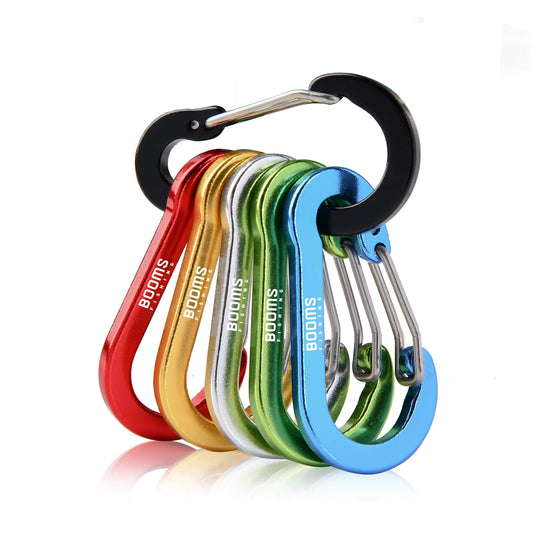 CC1 6Pcs Aluminum Alloy Carabiner Keychain Outdoor Camping Climbing Snap Clip Lock Buckle Hook Fishing Accessories