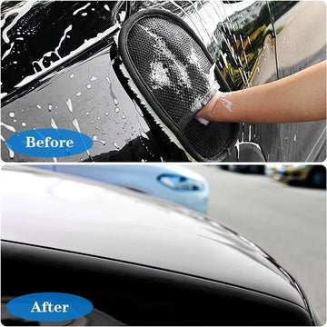 ISGTDRM Car Cleaning Sponge Glove Car Polishing Washing Mitt Gloves Microfibre Wash for Automotive Kitchen Homes Cleaner Wool